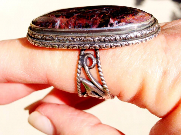 Namibian Pietersite Silversmith Ring US Size 11