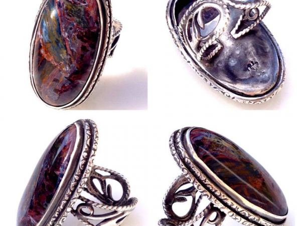Namibian Pietersite Silversmith Ring US Size 11