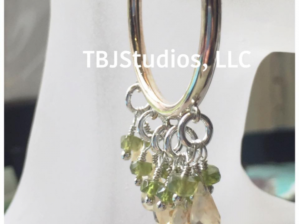 Hoop Earrings Citrine Lemon Quartz Vesuvianite Sterling Silver