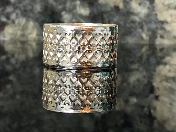 Band of Hearts Argentium Silver Wide Band