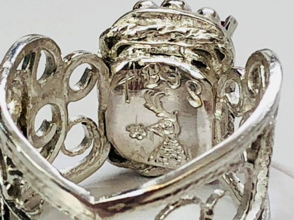 Ruby Filigree Ring Showing Hallmark