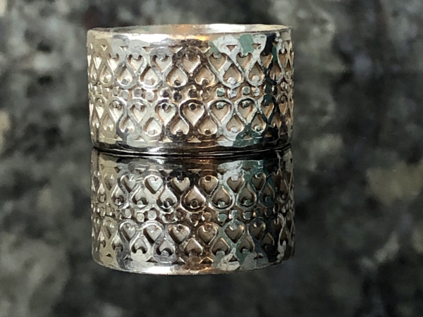 Band of Hearts Argentium Silver Wide Band