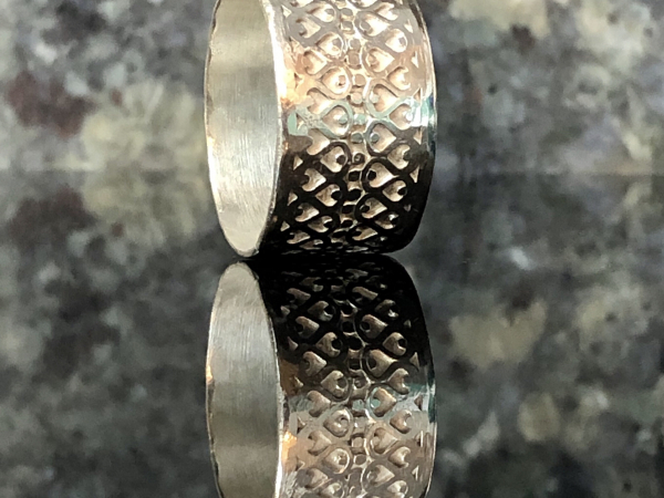 Band of Hearts Argentium Silver Wide Band