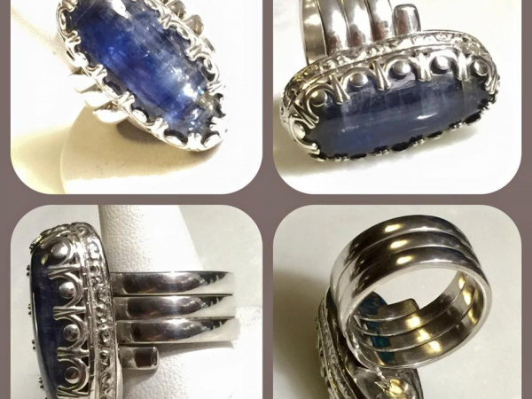 Kyanite Deep Blue Smooth Gallery Crown