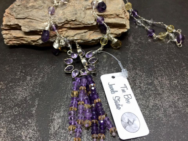 Amethyst Rain Citrine & Ametrine Necklace Handmade