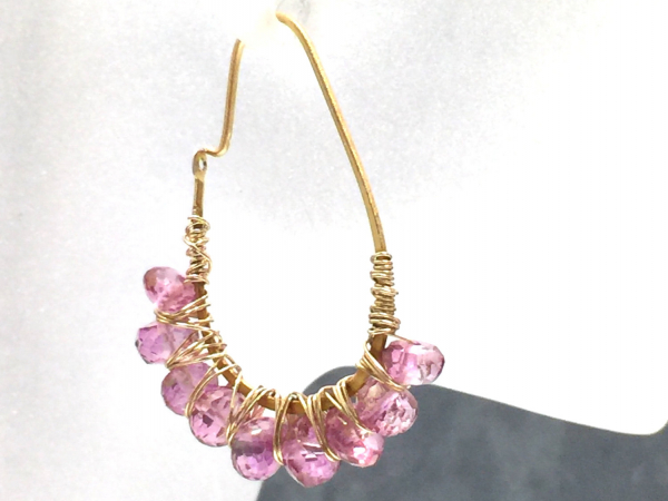 Pink Topaz Hoop Earrings
