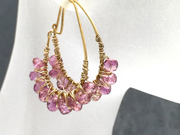 Pink Topaz Hoop Earrings