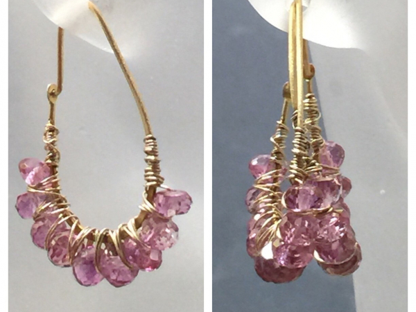 Pink Topaz Hoop Earrings