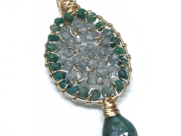 Emeralds & Moss Aquamarine 14k GF Circle of Love