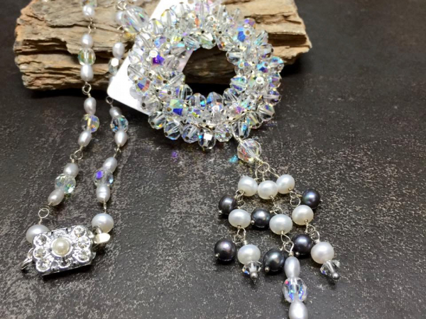 Vintage Dreams Crystals Freshwater Pearls Wedding Statement Necklace