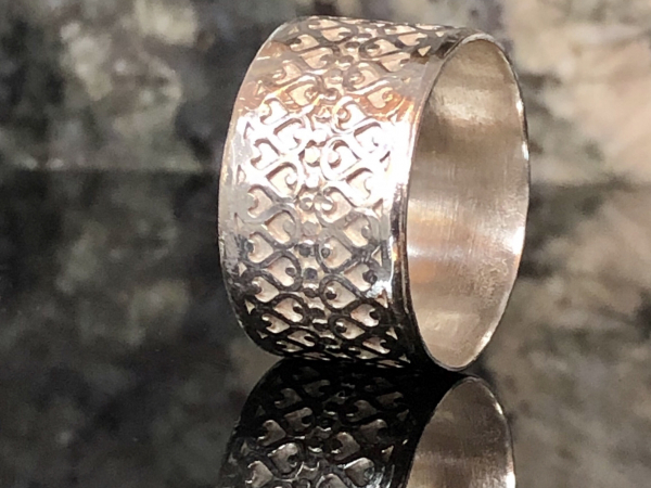 Band of Hearts Argentium Silver Wide Band