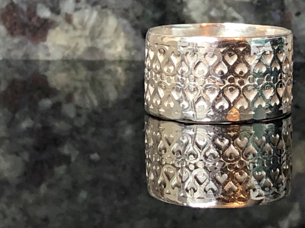 Band of Hearts Argentium Silver Wide Band