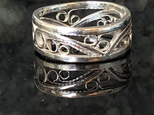 Argentium Silver Filigree Band Argentium Silver Wide Band Silversmith Jewelry Ri