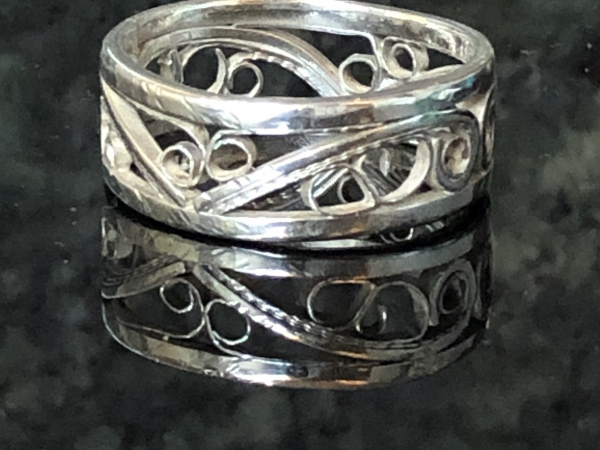 Argentium Silver Filigree Band Argentium Silver Wide Band Silversmith Jewelry Ri