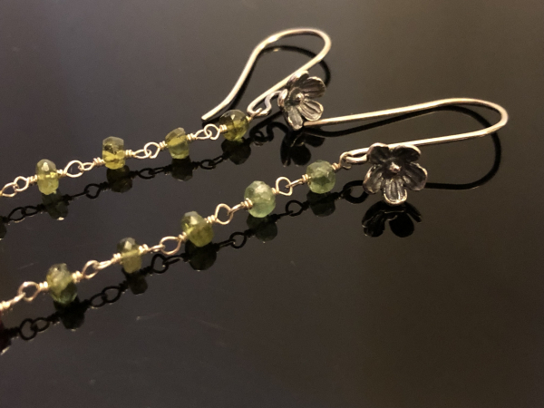 EARRINGS PINK GREEN TOURMALINE STERLING SILVER WRAPPED LUXE JEWELRY