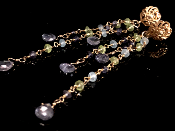 BRIOLETTES PERIDOT APATITE IOLITE 14K GF FRINGE