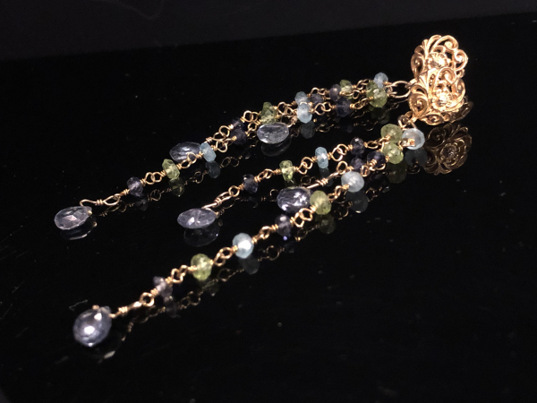 BRIOLETTES PERIDOT APATITE IOLITE 14K GF FRINGE