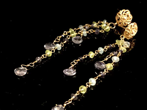 BRIOLETTES PERIDOT APATITE IOLITE 14K GF FRINGE