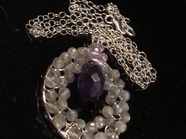 Labradorite & Amethyst Necklace Handmade Circle of Love