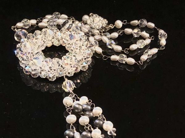 Vintage Dreams Crystals Freshwater Pearls Wedding Statement Necklace