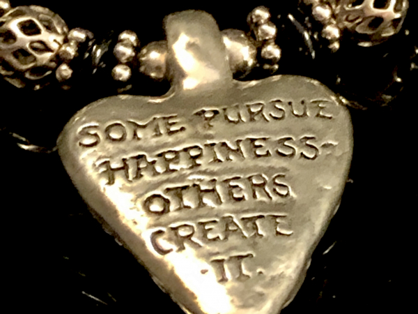 Pursuit of Happiness Heart Bracelet Sterling Silver Onyx & Pewter