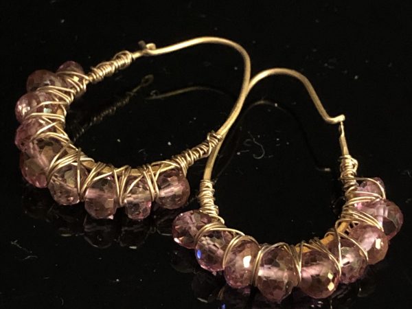 Pink Topaz Hoop Earrings