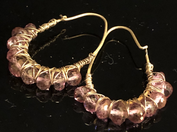 Pink Topaz Hoop Earrings