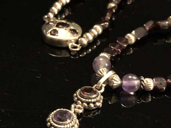 Garnet and Amethyst Pendant Necklace