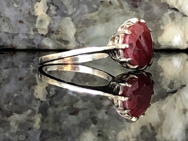 Natural Ruby Red & Sterling Silver Handcrafted Ring Size 5.5