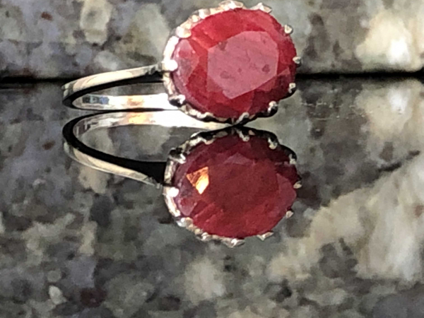 Natural Ruby Red & Sterling Silver Handcrafted Ring Size 5.5