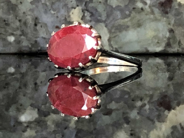 Natural Ruby Red & Sterling Silver Handcrafted Ring Size 5.5