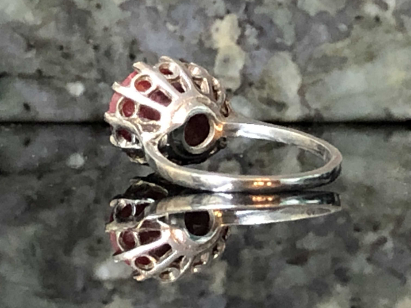 Natural Ruby Red & Sterling Silver Handcrafted Ring Size 5.5