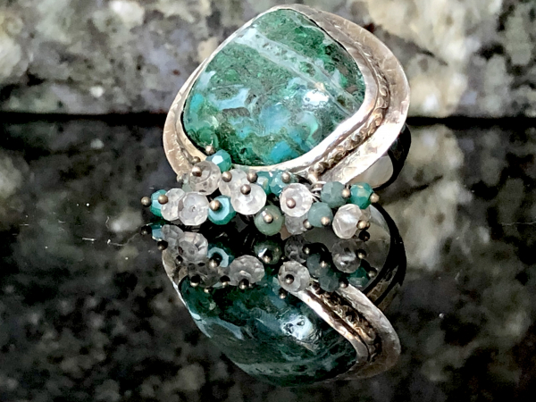 Chrysocolla Sterling Silver Gemstone Fringe Size 8.5