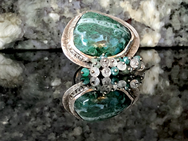 Chrysocolla Sterling Silver Gemstone Fringe Size 8.5