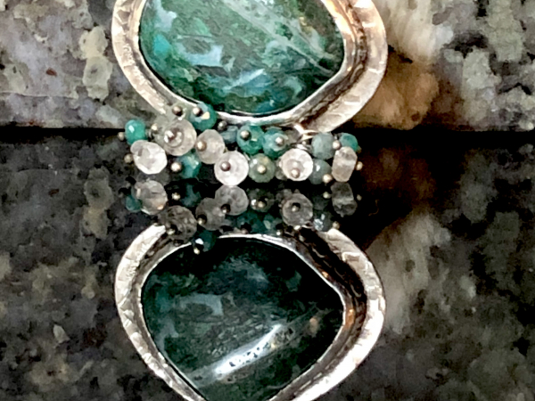 Chrysocolla Sterling Silver Gemstone Fringe Size 8.5