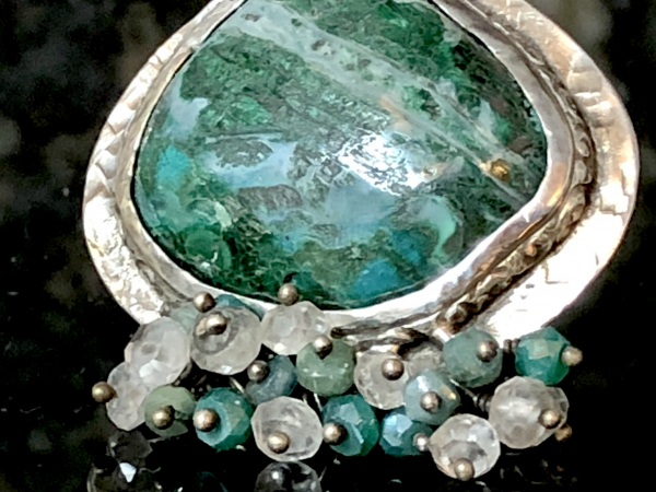 Chrysocolla Sterling Silver Gemstone Fringe Size 8.5