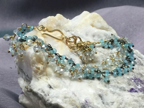 topaz, aquamarine, 14kgf, bracelet, bohemian, bride, fashionista