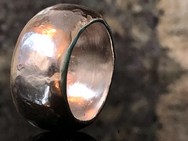 Argentium Hammered Domed Band