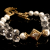 WHITE TOPAZ SHELL PEARLS & QUARTZ CRYSTAL BRACELET