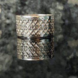 Band of Hearts Argentium Silver Wide Band