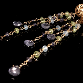 BRIOLETTES PERIDOT APATITE IOLITE 14K GF FRINGE