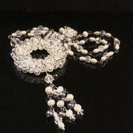 Vintage Dreams Crystals Freshwater Pearls Wedding Statement Necklace