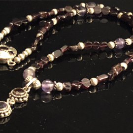 Garnet and Amethyst Pendant Necklace