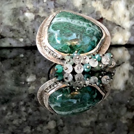 Chrysocolla Sterling Silver Gemstone Fringe Size 8.5