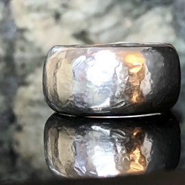 Argentium Hammered Domed Band