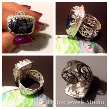 Namibien Pietersite & Sterling Silver Filigree Band