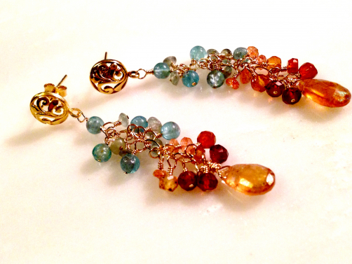 Fall Sunset - Hessonite Garnet & Blue Topaz Fall Sunset - Hessonite Garnet & Blue Topaz