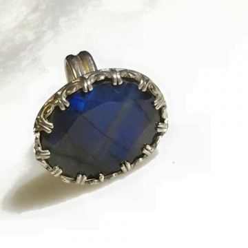SOLD  Labradorite Faceted Gallery Crown Sterling Silver Boho Gypsy Ring Size 7