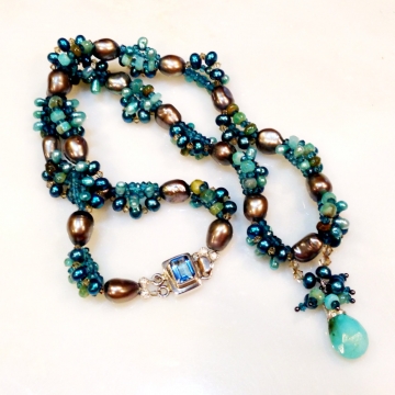 SOLD Peruvian Sea Petals Blue Topaz, Peruvian Blue Chalcedony, Peruvian Opal, FWPearls, Crystals, London Blue Quartz, Luxe Wedding Ocean Teal