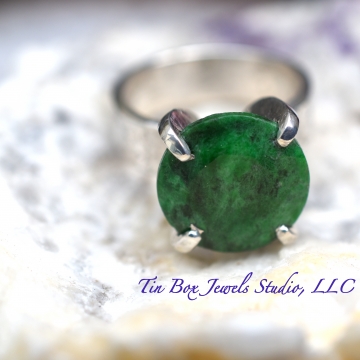 SOLD Natural Columbian Emerald & Argentium Silver Handcrafted Ring Luxe Silversmith Jewelry Ring Size US 7.75